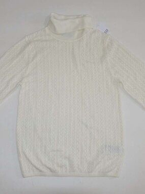 Gap Women's Pointelle Turtleneck Sweater Medium NWT Ivory Pullover Long Sleeves